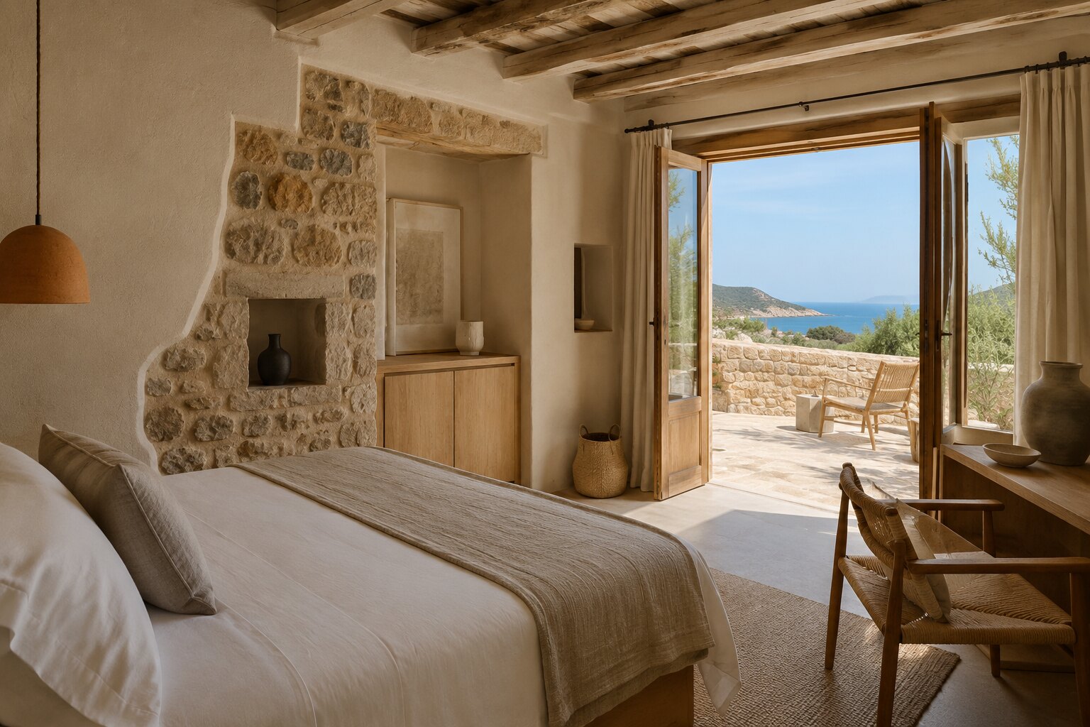 Suite Maestrale con letto matrimoniale e terrazza vista mare